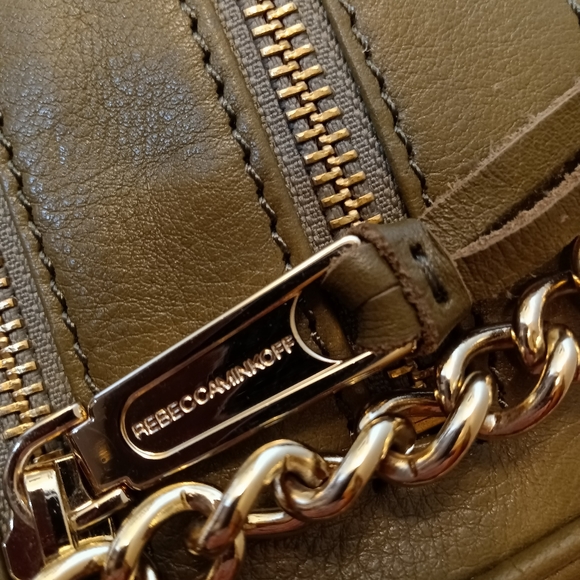 Rebecca Minkoff Dark Olive Leather Shoulder Bag /Crossbody with Chain Strap - Picture 10 of 12